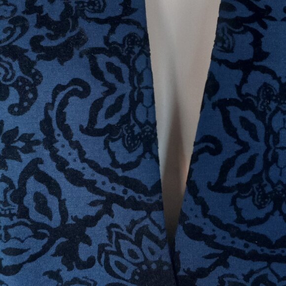 Christopher & Banks Velvet Paisley Blazer 1X Royal Blue/Black One-Button Jacket - Picture 6 of 8